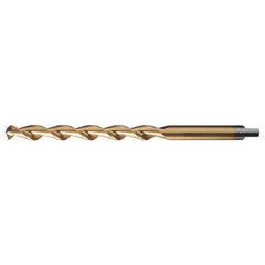 15/32 RHS / RHC HSS 118 Degree Notched Point HSS Parabolic Taper Length Drill - TiN - Exact Industrial Supply