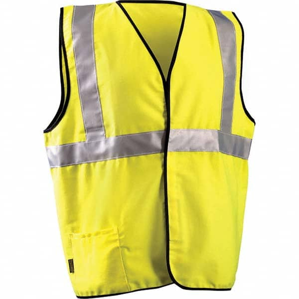 OccuNomix - Size 4X/5X L Flame Resistant Hi-Vis Yellow Solid General Purpose High Visibility Vest - Caliber Tooling