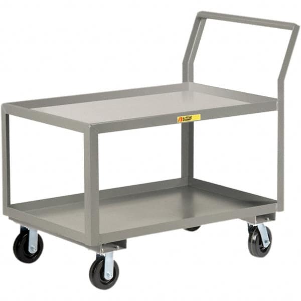 Little Giant - 3,600 Lb Capacity, 30" Wide x 60" Long x 42" High Utility Cart - 2 Shelf, Steel, 2 Rigid/2 Swivel Casters - Caliber Tooling