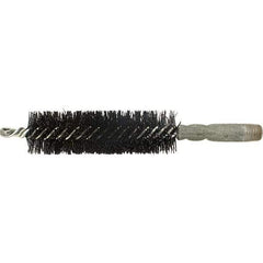 Brush Research Mfg. - 9/16" Diam Helical Nylon Tube Brush - Single Spiral, 0.01" Filament Diam, 2" Brush Length, 2-9/16" OAL, 0.14" Diam Galvanized Steel Shank - Caliber Tooling