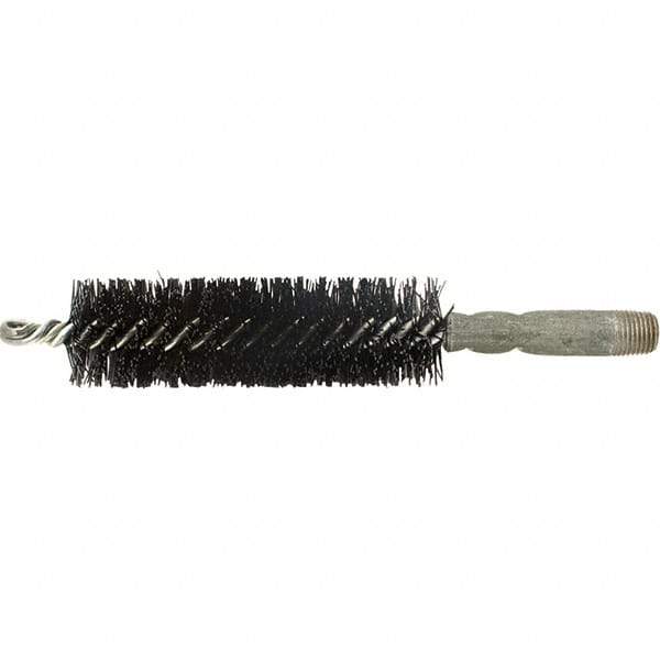 Brush Research Mfg. - 5/16" Diam Helical Nylon Tube Brush - Single Spiral, 0.01" Filament Diam, 2" Brush Length, 2.9" OAL, 0.14" Diam Galvanized Steel Shank - Caliber Tooling