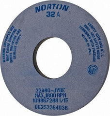 Norton - 14" Diam x 5" Hole x 1" Thick, J Hardness, 80 Grit Surface Grinding Wheel - Aluminum Oxide, Type 1, Medium Grade, 1,800 Max RPM, Vitrified Bond, No Recess - Caliber Tooling