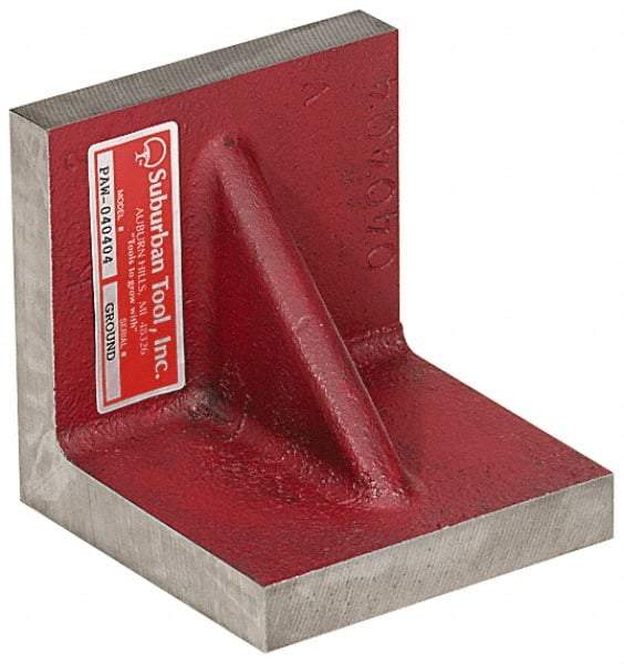 Suburban Tool - 10" Wide x 10" Deep x 10" High Cast Iron Precision-Ground Angle Plate - Standard Plate, Flat Surface, Double Web, 1" Thick, Single Plate - Caliber Tooling