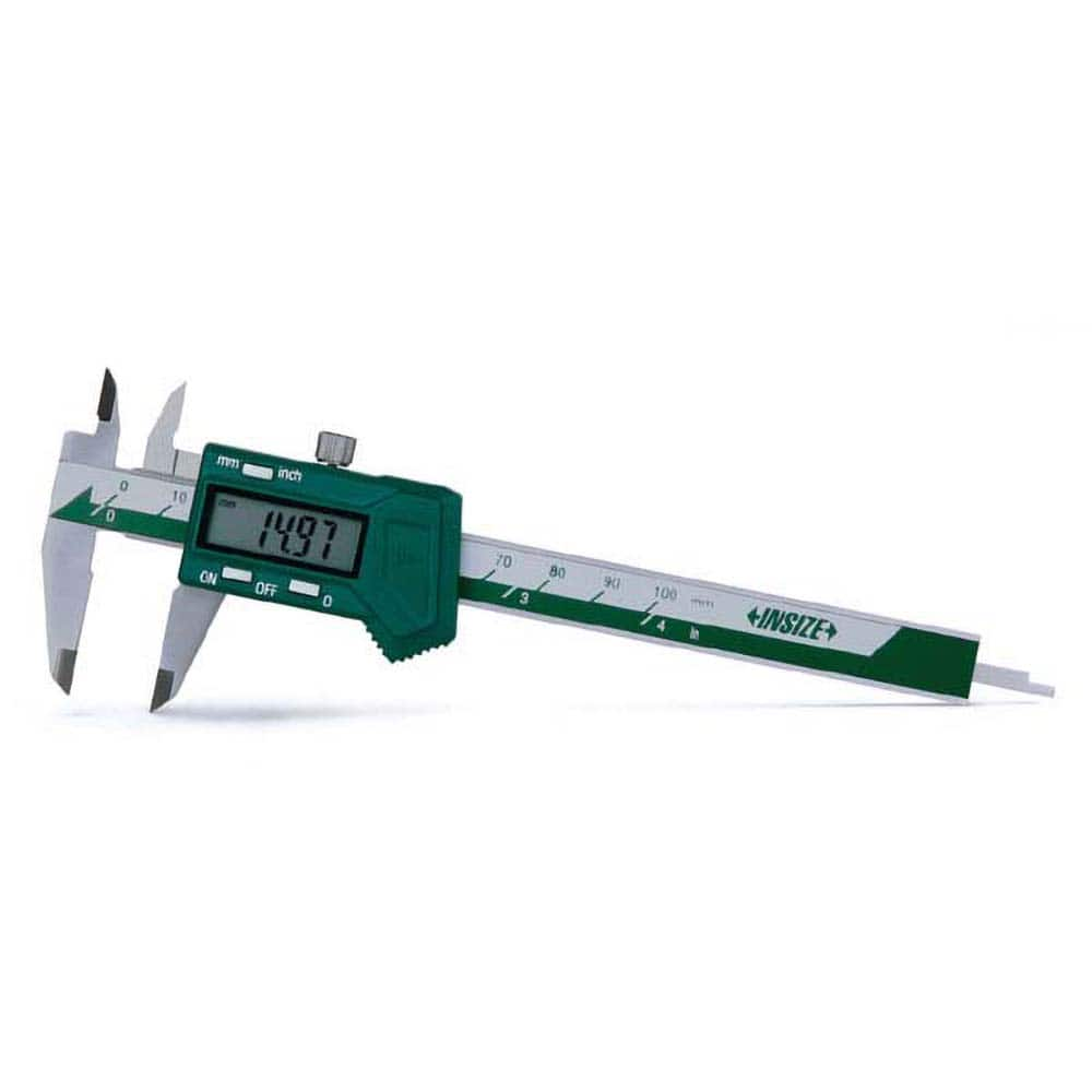 Insize USA LLC - Electronic Calipers; Minimum Measurement (Decimal Inch): 0.0000 ; Maximum Measurement (Decimal Inch): 4 ; Accuracy Plus/Minus (Decimal Inch): 0.0008 ; Resolution (Decimal Inch): 0.0005 ; IP Rating: None ; Data Output: No - Exact Industrial Supply