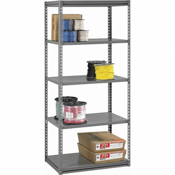 Tennsco - 5 Shelf Starter Open Steel Shelving - 48" Wide x 84" High x 12" Deep, Medium Gray - Caliber Tooling