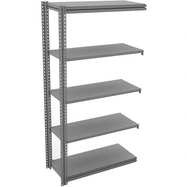 Tennsco - 5 Shelf Add-On Open Steel Shelving - 42" Wide x 84" High x 18" Deep, Medium Gray - Caliber Tooling