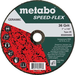 Metabo - 7" Diam, 7/8" Hole, 36 Grit Ceramic Alumina Fiber Disc - Caliber Tooling