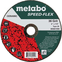 Metabo - 6" Diam, 7/8" Hole, 36 Grit Ceramic Alumina Fiber Disc - Caliber Tooling