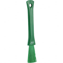 Vikan - 2-1/4" Bristle Length, Polyester Detail Brush - 1-1/4" Long x 0.4" Wide Head, 8.07" OAL, Ergonomic Handle, Green, Polypropylene Block - Caliber Tooling