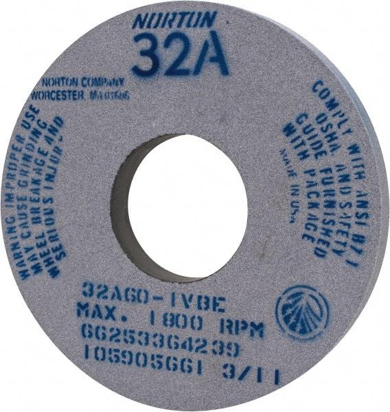 Norton - 14" Diam x 5" Hole x 1-1/2" Thick, I Hardness, 60 Grit Surface Grinding Wheel - Aluminum Oxide, Type 1, Medium Grade, 1,800 Max RPM, Vitrified Bond, No Recess - Caliber Tooling