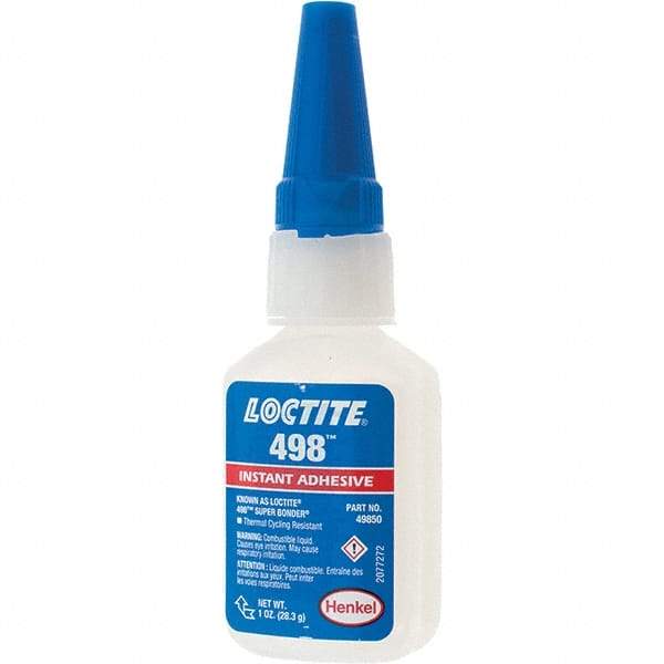 Loctite - 1 oz Bottle Clear Instant Adhesive - 498 SUPERBONDER 1OZ LOCTITE SPDBNDER ADHS - Caliber Tooling