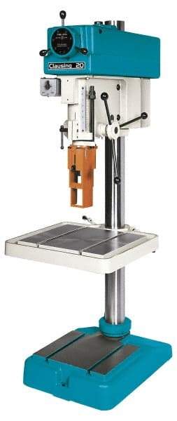 Clausing - 20" Swing, Step Pulley Drill Press - Variable Speed, 3/4 to 1-1/2 hp, Three Phase - Caliber Tooling