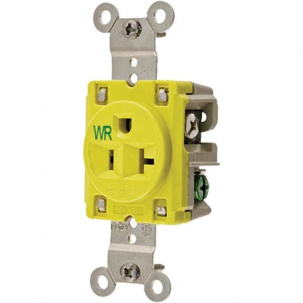 Hubbell Wiring Device-Kellems - 125V 20A NEMA 5-20R Marine Grade Yellow Straight Blade Single Receptacle - Caliber Tooling