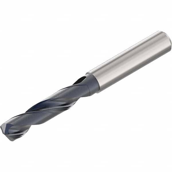 Screw Machine Length Drill Bit: 0.5355″ Dia, 140 °, Solid Carbide TiAlN Finish, Right Hand Cut, Spiral Flute, Straight-Cylindrical Shank