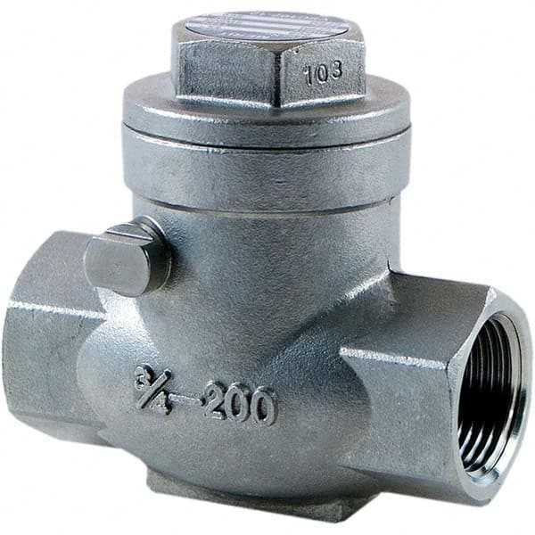 Merit Brass - Check Valves; Design: Check Swing ; Pipe Size (Inch): 3/4 ; End Connections: All FNPT ; Material: CF8M ; Material: CF8M ; Seal Material: Teflon - Exact Industrial Supply