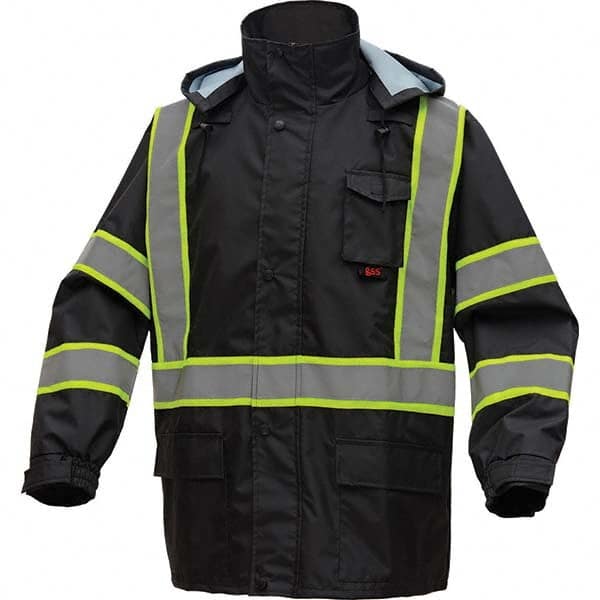 GSS Safety - Size 2X/3XL Black Waterproof Rain Jacket - Caliber Tooling