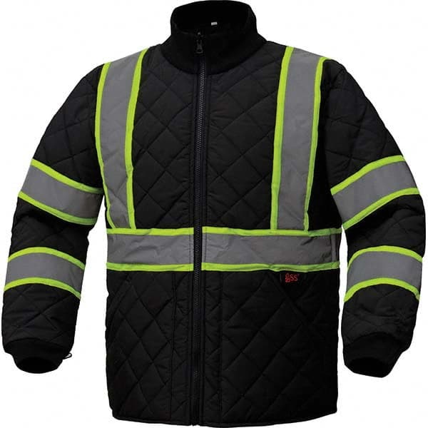 GSS Safety - Size 4XL Black Waterproof & Wind Resistant Jacket - Exact Industrial Supply