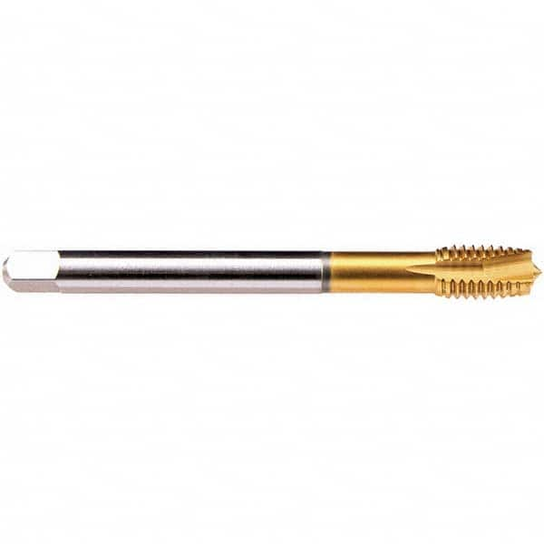 Emuge - M10x1.25 Metric Fine 6HX 4 Flute TiN Finish HSS-E Spiral Point Tap - Caliber Tooling