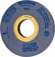 Norton - 16" Diam x 5" Hole x 1-1/2" Wide Centerless & Cylindrical Grinding Wheel - 46 Grit, Aluminum Oxide, Type 1, Coarse Grade, Vitrified Bond, No Recess - Caliber Tooling