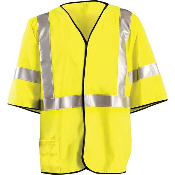 OccuNomix - Size 3XL Flame Resistant Hi-Vis Yellow Mesh General Purpose High Visibility Vest - Caliber Tooling