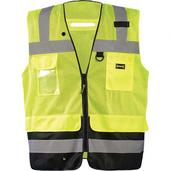 OccuNomix - Size 4XL Hi-Vis Yellow Mesh Surveyor's High Visibility Vest - Caliber Tooling