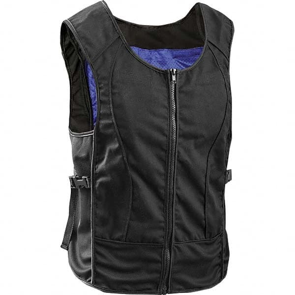 Cooling Vests; Cooling Type: Phase Change; Activation Method: Freeze; Size: Medium/Large; Color: Black; Color Properties: NonReflective; Maximum Cooling Time (Hours): 10; Closure Type: Zipper; Material: Cotton Blend; Special Features: Maintains constant 6