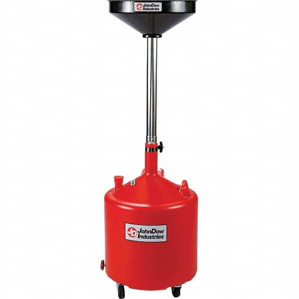 Oil Drain Containers; Type: Oil Drain w/Casters; Container Size: 18 Gal.; 18 gal (US); Features: Translucent poly tank allows for easy viewing of oil level; Easy to maneuver; Large drain pipe allows oil to drain quickly; Color: Red; Color: Red; Container