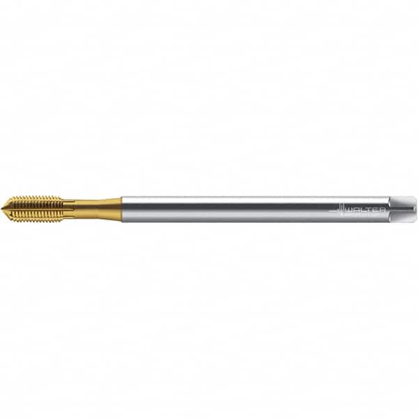 Walter-Prototyp - M6x1.00 ~DIN 371 XL 6HX 5.590 Thread Limit Semi-Bottoming Thread Forming Tap - Powdered Metal High Speed Steel, TiN Finish, 160mm OAL, 10mm Thread Length, Right Hand Thread, Series TC420 - Exact Industrial Supply