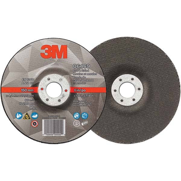 3M - Depressed-Center Wheels Wheel Diameter (Inch): 6 Wheel Thickness (Inch): 1/8 - Caliber Tooling