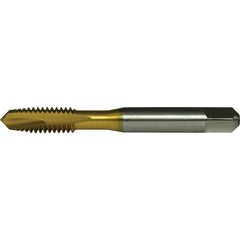 Greenfield Threading - #10-24 UNC Class 2B 2-Flute TiN Finish High Speed Steel Spiral Point Tap - Exact Industrial Supply