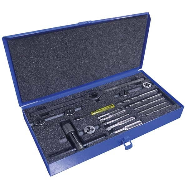 Greenfield Threading - Tap & Die Sets Minimum Tap Thread Size (mm): M6x1.00 Maximum Tap Thread Size (mm): M12x1.75 - Caliber Tooling