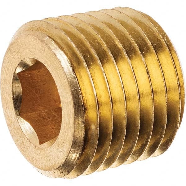 USA Sealing - 1/2" Brass Pipe Hex Socket Plug - Caliber Tooling