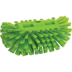 Vikan - 1-1/2" Bristle Length, Polyester Utility Scrub Brush - 8" Long x 5-1/2" Wide Head, 8" OAL, Green, Polypropylene Block - Caliber Tooling