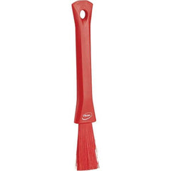 Vikan - 2-1/4" Bristle Length, Polyester Detail Brush - 1-1/4" Long x 0.4" Wide Head, 8.07" OAL, Ergonomic Handle, Red, Polypropylene Block - Caliber Tooling