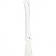 Vikan - 2-1/4" Bristle Length, Polyester Detail Brush - 1-1/4" Long x 0.4" Wide Head, 8.07" OAL, Ergonomic Handle, White, Polypropylene Block - Caliber Tooling