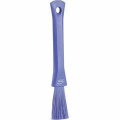 Vikan - 2-1/4" Bristle Length, Polyester Detail Brush - 1-1/4" Long x 0.4" Wide Head, 8.07" OAL, Ergonomic Handle, Purple, Polypropylene Block - Caliber Tooling