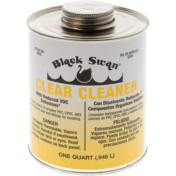 Black Swan - 1 Qt All-Purpose Cleaner - Clear, Use with ABS, PVC & CPVC up to 6" Diam - Caliber Tooling