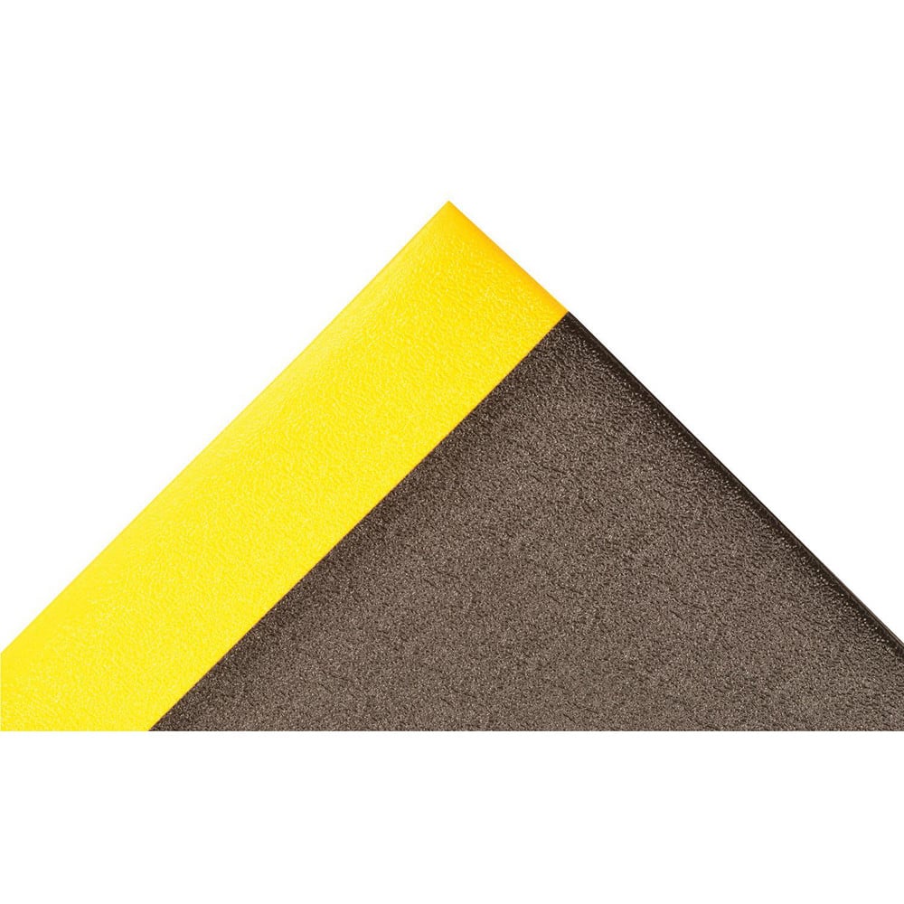 Anti-Fatigue Mat:  720.0000″ Length,  24.0000″ Wide,  3/8″ Thick,  Closed Cell Polyvinylchloride,  Beveled Edge,  Medium Duty Pebbled,  Black & Yellow,  Dry