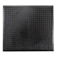 Anti-Fatigue Mat:  31.0000″ Length,  28.0000″ Wide,  1/2″ Thick,  Natural Rubber,  Beveled Edge,  Medium Duty Raised Diamond,  Black,  Dry