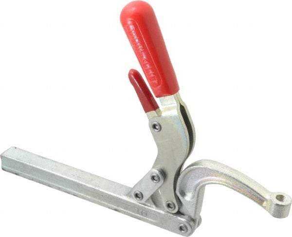 De-Sta-Co - 3558.58 N Load Capacity, 2.72" Throat Depth, 10.86" OAL, Carbon Steel, Hold Down Plier Clamp - M10 Spindle, Red Handle, Spindle End - Caliber Tooling