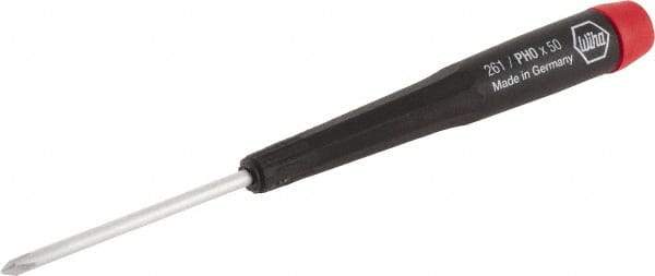 Wiha - #0, 5-11/16" OAL, Standard Phillips Screwdriver - 2" Blade Length, Ergonomic Handle - Caliber Tooling