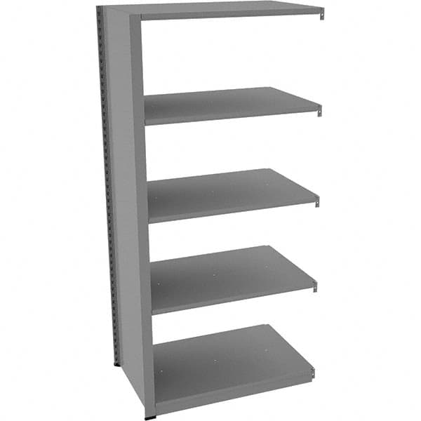 Tennsco - 5 Shelf Add-On Open Steel Shelving - 36" Wide x 76" High x 24" Deep, Medium Gray - Caliber Tooling