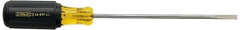 Stanley - 3/16" Blade Width, 9-3/4" OAL Cabinet Slotted Screwdriver - 6" Blade Length, Round Shank, Acetate with Rubber Grip Handle - Caliber Tooling