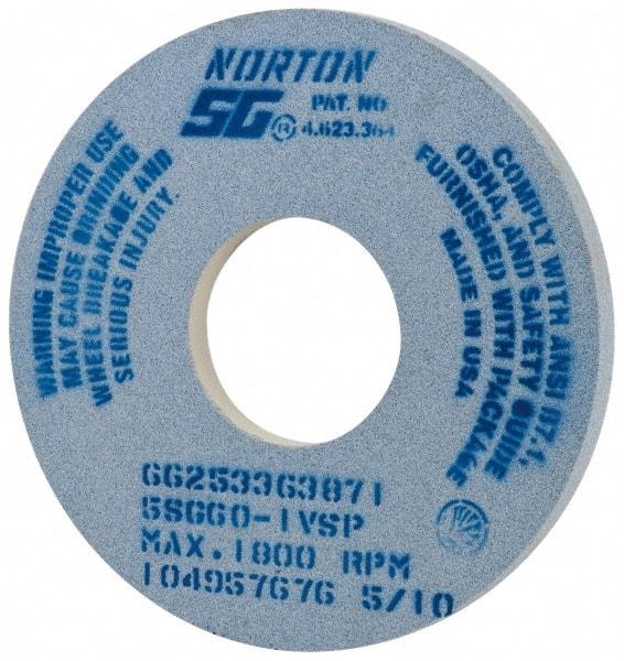 Norton - 14" Diam x 5" Hole x 1" Thick, I Hardness, 60 Grit Surface Grinding Wheel - Ceramic, Type 1, Medium Grade, 1,800 Max RPM, Vitrified Bond, No Recess - Caliber Tooling