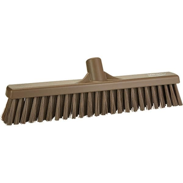 Vikan - 16" Fine Particle Polyester Push Broom - 2" Bristle Length, Plastic Block, European Threaded Handle Connection, Handle Sold Separately - Caliber Tooling