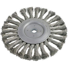 Brush Research Mfg. - 4" OD, 5/8-11 Arbor Hole, Knotted Stainless Steel Wheel Brush - 1/2" Face Width, 13/16" Trim Length, 20,000 RPM - Caliber Tooling