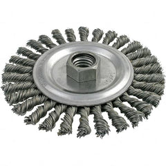 Brush Research Mfg. - 4" OD, 5/8-11 Arbor Hole, Stringer Bead Stainless Steel Wheel Brush - 3/16" Face Width, 7/8" Trim Length, 20,000 RPM - Caliber Tooling