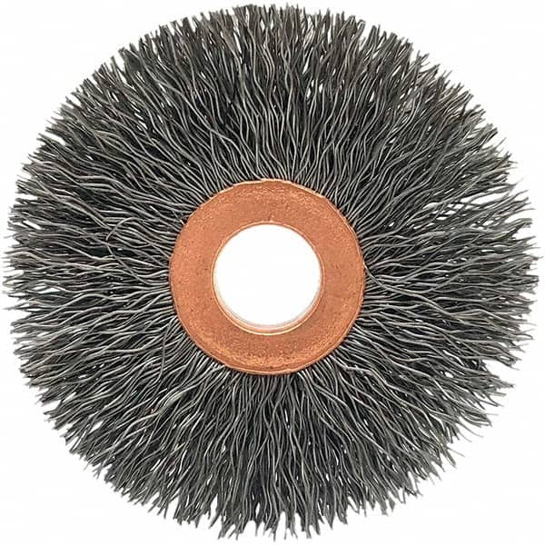 Brush Research Mfg. - 2-1/2" OD, 1/2" Arbor Hole, Crimped Stainless Steel Wheel Brush - Caliber Tooling