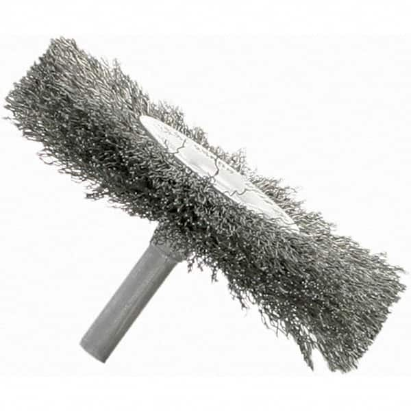 Brush Research Mfg. - 1-1/4" OD, Crimped Carbon Wheel Brush - 3/16" Face Width, 1/8" Trim Length, 25,000 RPM - Caliber Tooling