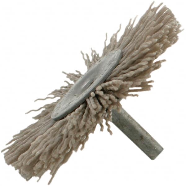 Brush Research Mfg. - 3" OD, Straight Filament Abrasive Nylon Wheel Brush - 3/8" Face Width, 13/16" Trim Length, 25,000 RPM - Caliber Tooling